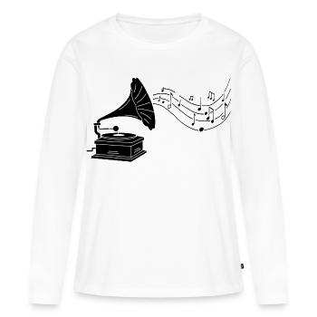 gramophone noir et musique - T-shirt manches longues Premium bio Femme - blanc - Devant - Julia (174cm)