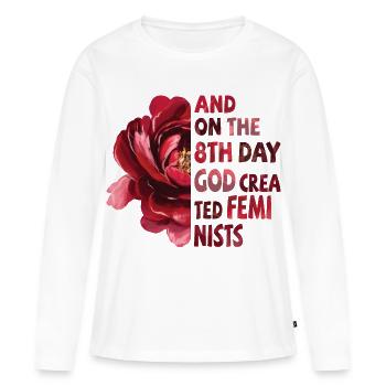 Et le 8ème jour, Dieu créa les féministes - T-shirt manches longues Premium bio Femme - blanc - Devant - Julia (174cm)