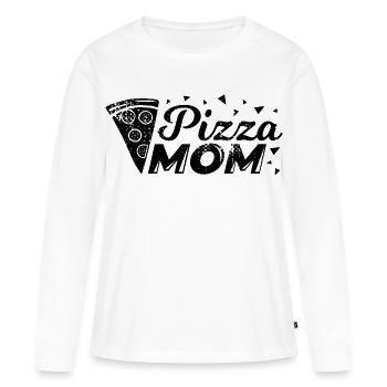 Drôle de maman pizza - T-shirt manches longues Premium bio Femme - blanc - Devant - Julia (174cm)