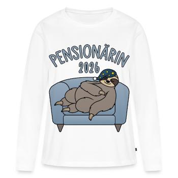  Pensionärin 2026 - Faultier Couch - Frauen Premium Bio Langarmshirt - Weiß - Vorne - Julia (174cm)