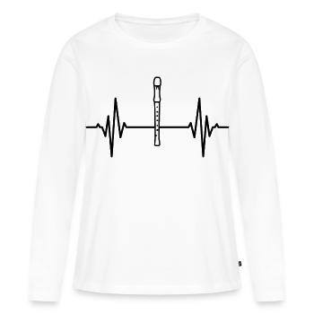 Battement de flûte - T-shirt manches longues Premium bio Femme - blanc - Devant - Julia (174cm)