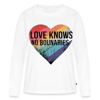 L’amour ne connaît pas de frontières - T-shirt manches longues Premium bio Femme - blanc - Devant - Julia (174cm)