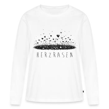 Herzrasen – Romantisches Herz Motiv voller Liebe - Frauen Premium Bio Langarmshirt - Weiß - Vorne - Julia (174cm)