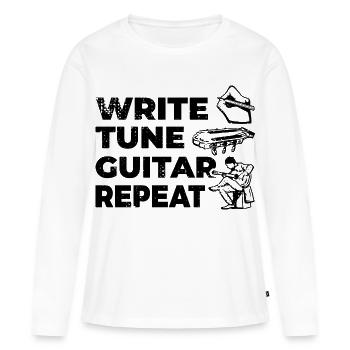 L’amour du guitariste - T-shirt manches longues Premium bio Femme - blanc - Devant - Julia (174cm)