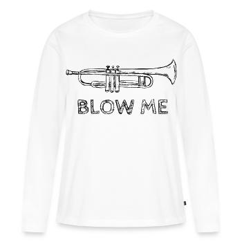 Soufflez-moi trompette - T-shirt manches longues Premium bio Femme - blanc - Devant - Julia (174cm)