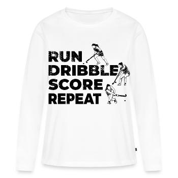 Exécuter Dribble Score Répéter - T-shirt manches longues Premium bio Femme - blanc - Devant - Julia (174cm)