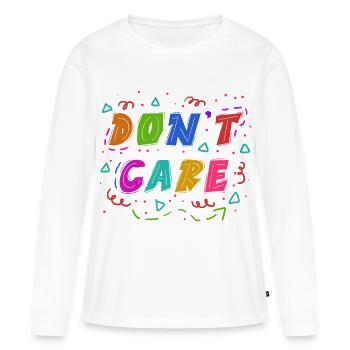 Je m’en fous Déclaration - T-shirt manches longues Premium bio Femme - blanc - Devant - Julia (174cm)