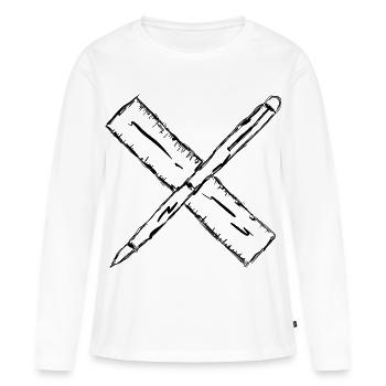 Pen and ruler - Women's Premium Organic Long Sleeve Shirt - white - Front - Julia (174cm)