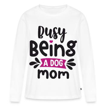 Occupée à être une maman de chien - T-shirt manches longues Premium bio Femme - blanc - Devant - Julia (174cm)