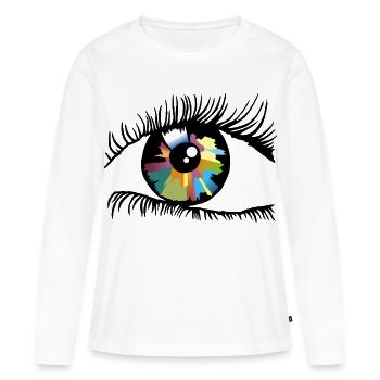 Iris - T-shirt manches longues Premium bio Femme - blanc - Devant - Julia (174cm)