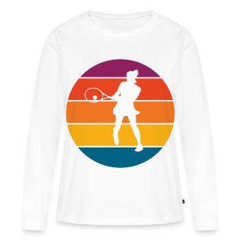 Tennis - T-shirt manches longues Premium bio Femme - blanc - Devant - Julia (174cm)
