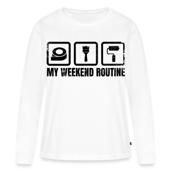 Routine du week-end du peintre - T-shirt manches longues Premium bio Femme - blanc - Devant - Julia (174cm)