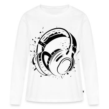 Kopfhörer - Frauen Premium Bio Langarmshirt - Weiß - Vorne - Julia (174cm)