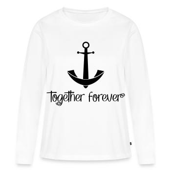 Ensemble pour toujours - T-shirt manches longues Premium bio Femme - blanc - Devant - Julia (174cm)