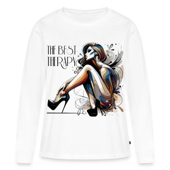 Cadeau de talons hauts Best Therapy High Heels - T-shirt manches longues Premium bio Femme - blanc - Devant - Julia (174cm)