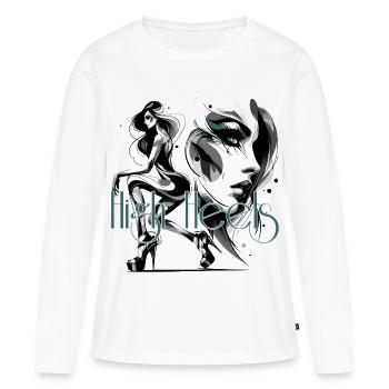 Talons Hauts Talons Hauts Chaussures Modèle Cadeau - T-shirt manches longues Premium bio Femme - blanc - Devant - Julia (174cm)