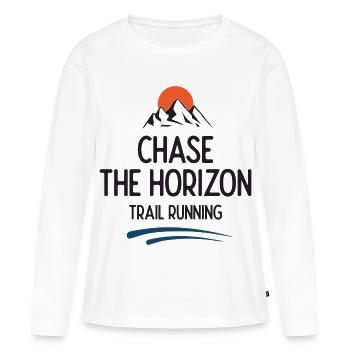 Trailrunning - Jagd auf den Horizont - Frauen Premium Bio Langarmshirt - Weiß - Vorne - Julia (174cm)