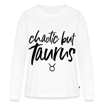 Astro chaotique mais Taureau - T-shirt manches longues Premium bio Femme - blanc - Devant - Julia (174cm)