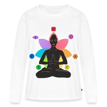 7 Chakras - T-shirt manches longues Premium bio Femme - blanc - Devant - Julia (174cm)