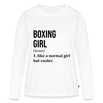 Boxen Boxen Boxen - Frauen Premium Bio Langarmshirt - Weiß - Vorne - Julia (174cm)