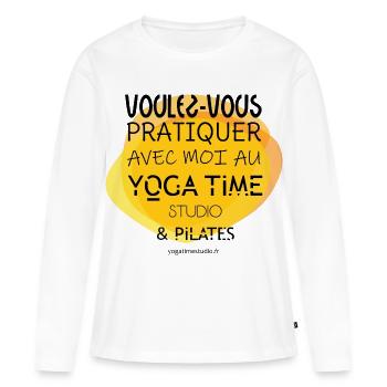 Yoga Time Studio & Pilates - T-shirt manches longues Premium bio Femme - blanc - Devant - Julia (174cm)