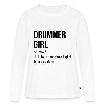 Batteur Batteur Batteur - T-shirt manches longues Premium bio Femme - blanc - Devant - Julia (174cm)