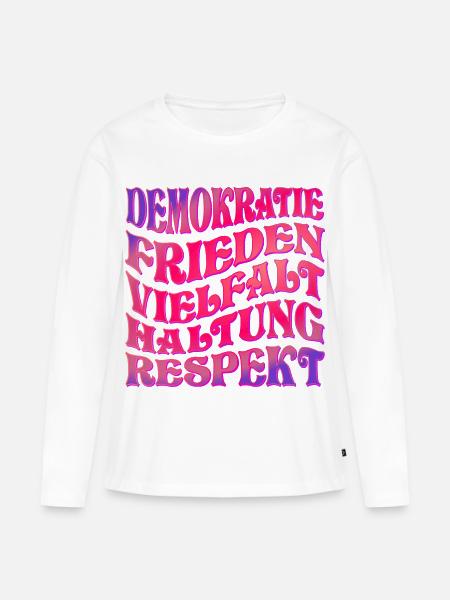 DEMOKRATIE RESPEKT HALTUNG - Frauen Premium Bio Langarmshirt - Weiß