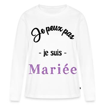 MARIEE. FUTURE MARIEE - T-shirt manches longues Premium bio Femme - blanc - Devant - Julia (174cm)