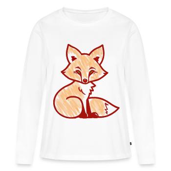 Renard roux (rouge) - T-shirt manches longues Premium bio Femme - blanc - Devant - Julia (174cm)