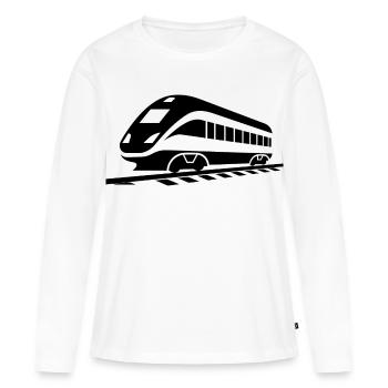 Chemin de fer - T-shirt manches longues Premium bio Femme - blanc - Devant - Julia (174cm)