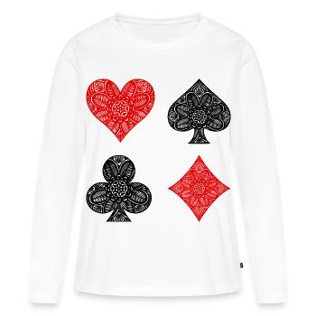 Casino Poker Jeu de cartes Jeux de hasard Poker - T-shirt manches longues Premium bio Femme - blanc - Devant - Julia (174cm)