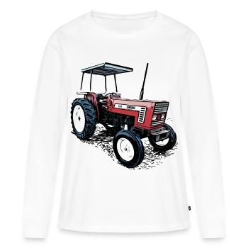 Tracteur 666 - T-shirt manches longues Premium bio Femme - blanc - Devant - Julia (174cm)