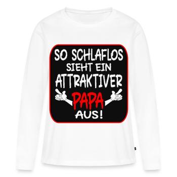VATERTAG PAPA - BABY SCHLAFLOS - Frauen Premium Bio Langarmshirt - Weiß - Vorne - Julia (174cm)