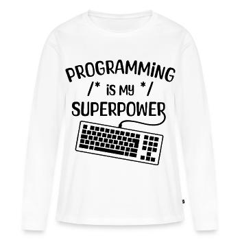Computerfreak Statement Developer Programmierer - Frauen Premium Bio Langarmshirt - Weiß - Vorne - Julia (174cm)