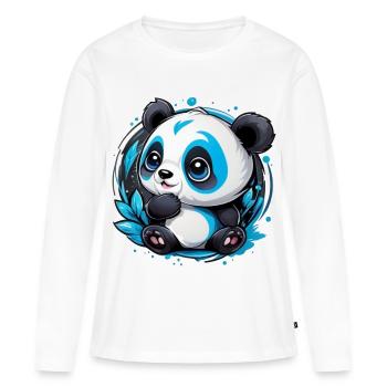 Panda Ours Petit et Mignon - T-shirt manches longues Premium bio Femme - blanc - Devant - Julia (174cm)