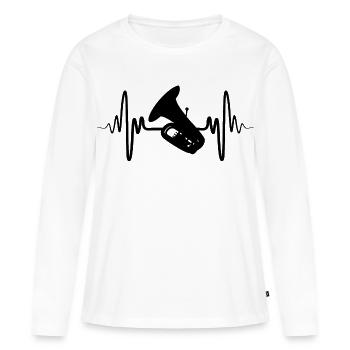 Battement de cœur du tuba - T-shirt manches longues Premium bio Femme - blanc - Devant - Julia (174cm)
