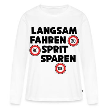 Déclaration de ravitaillement en carburant de la station-service Moteur à essence - T-shirt manches longues Premium bio Femme - blanc - Devant - Julia (174cm)