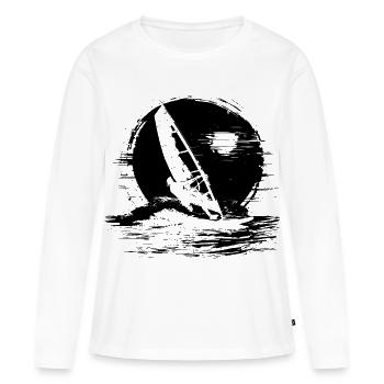 Fan de planche à voile - T-shirt manches longues Premium bio Femme - blanc - Devant - Julia (174cm)