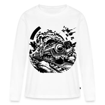 Chemin de fer - T-shirt manches longues Premium bio Femme - blanc - Devant - Julia (174cm)