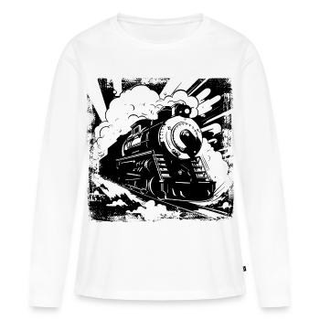 Chemin de fer - T-shirt manches longues Premium bio Femme - blanc - Devant - Julia (174cm)