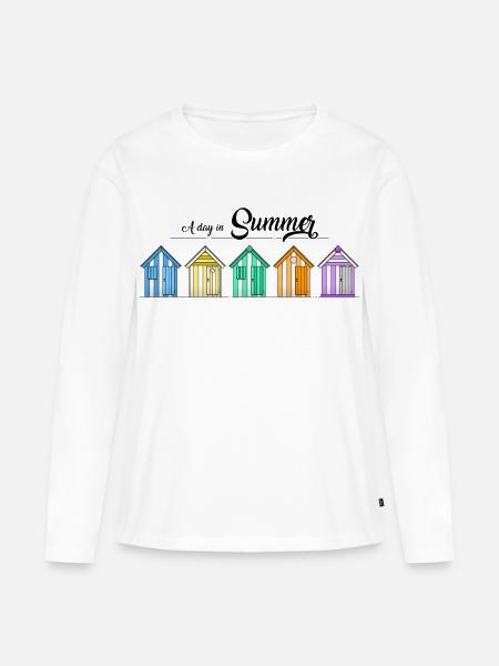 Strandhütten - Frauen Premium Bio Langarmshirt - Weiß