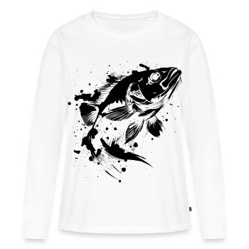 Retro Fish - Women's Premium Organic Long Sleeve Shirt - white - Front - Julia (174cm)