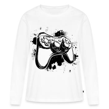 Manettes de jeu - T-shirt manches longues Premium bio Femme - blanc - Devant - Julia (174cm)