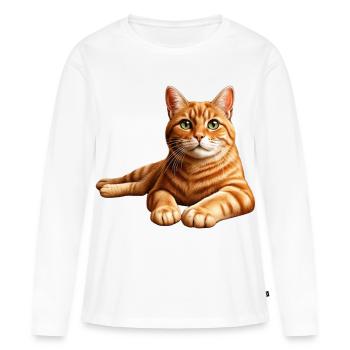 Realistisches orange getigertes Katzenporträt - Frauen Premium Bio Langarmshirt - Weiß - Vorne - Julia (174cm)