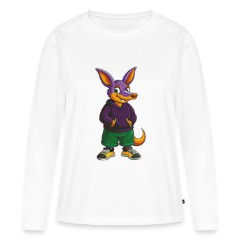 Erdferkel Lustige Kawaii Cartoon Figur Clipart - Frauen Premium Bio Langarmshirt - Weiß - Vorne - Julia (174cm)
