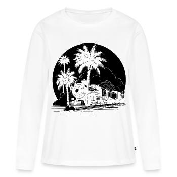Chemin de fer - T-shirt manches longues Premium bio Femme - blanc - Devant - Julia (174cm)