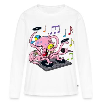 Deejay Oktopus - Frauen Premium Bio Langarmshirt - Weiß - Vorne - Julia (174cm)