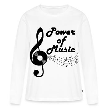Clé de sol et musique - T-shirt manches longues Premium bio Femme - blanc - Devant - Julia (174cm)