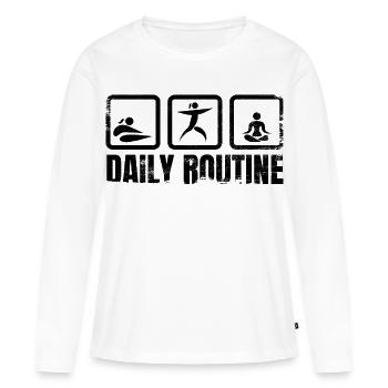 Routine quotidienne de Yogi - T-shirt manches longues Premium bio Femme - blanc - Devant - Julia (174cm)
