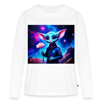 Wonky Maus - Frauen Premium Bio Langarmshirt - Weiß - Vorne - Julia (174cm)